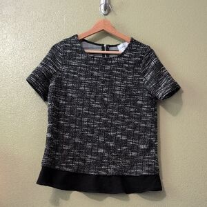 Women's Black and White Tweed Top